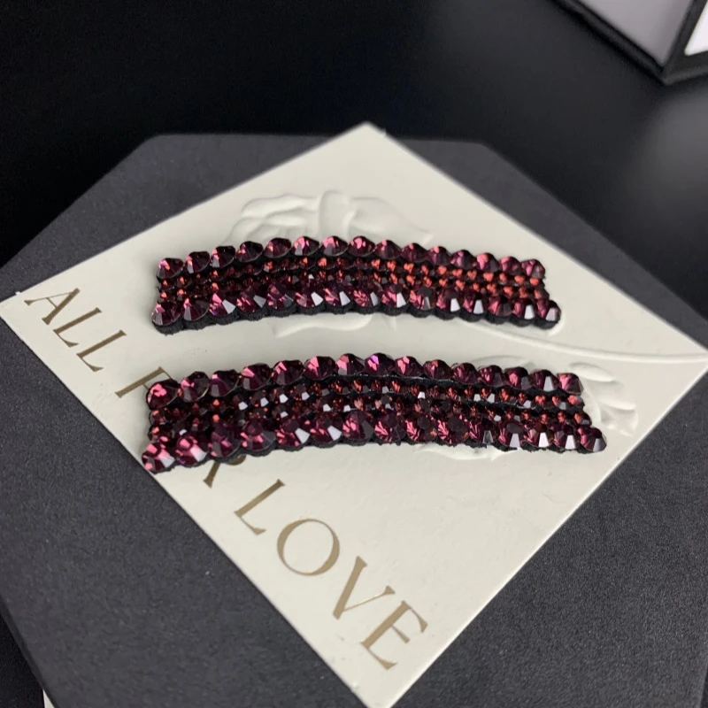 K194【金闪闪】6厘米乌梅紫酱BB夹两只装