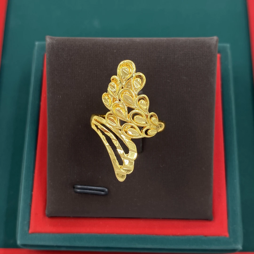 孔雀翎开口戒指开口可调节指环 B268