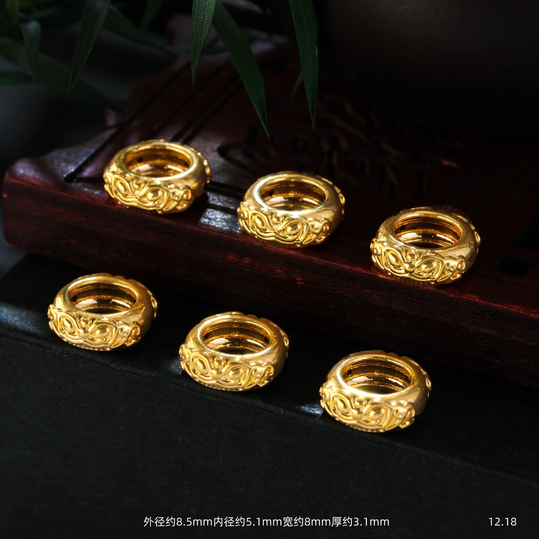 【金豆工厂】18K金8.5mm貔貅卡环跑环隔珠隔片垫片（厚5D金）D