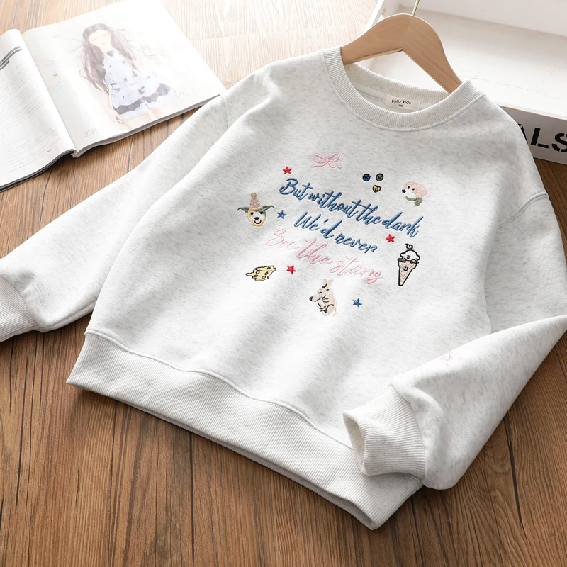 女童卫衣2025春秋季新款中大儿童字母卡通刺绣休闲韩版宽松上衣T