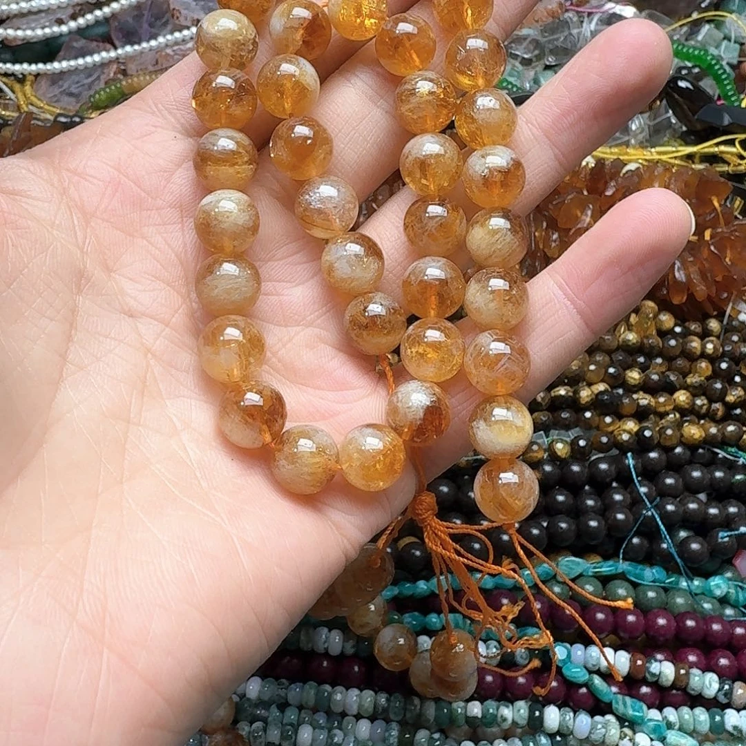 玛瑙/玉髓合金珠宝半成品一条10mm黄水晶