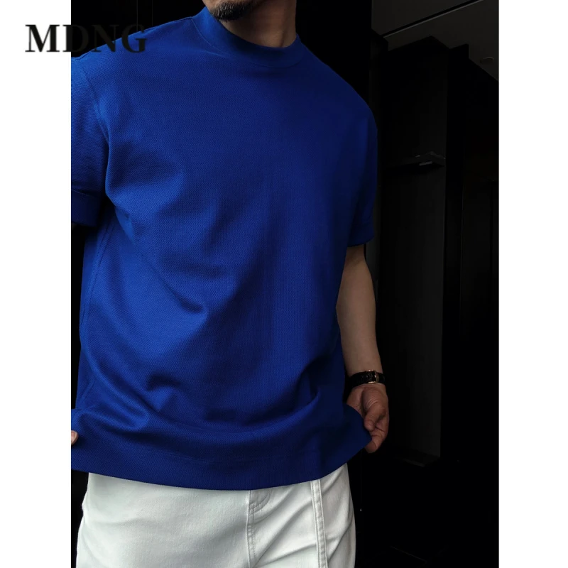 MDNG夏季时尚男士纯色圆领短袖t恤修身轻奢简约男装百搭休闲半袖