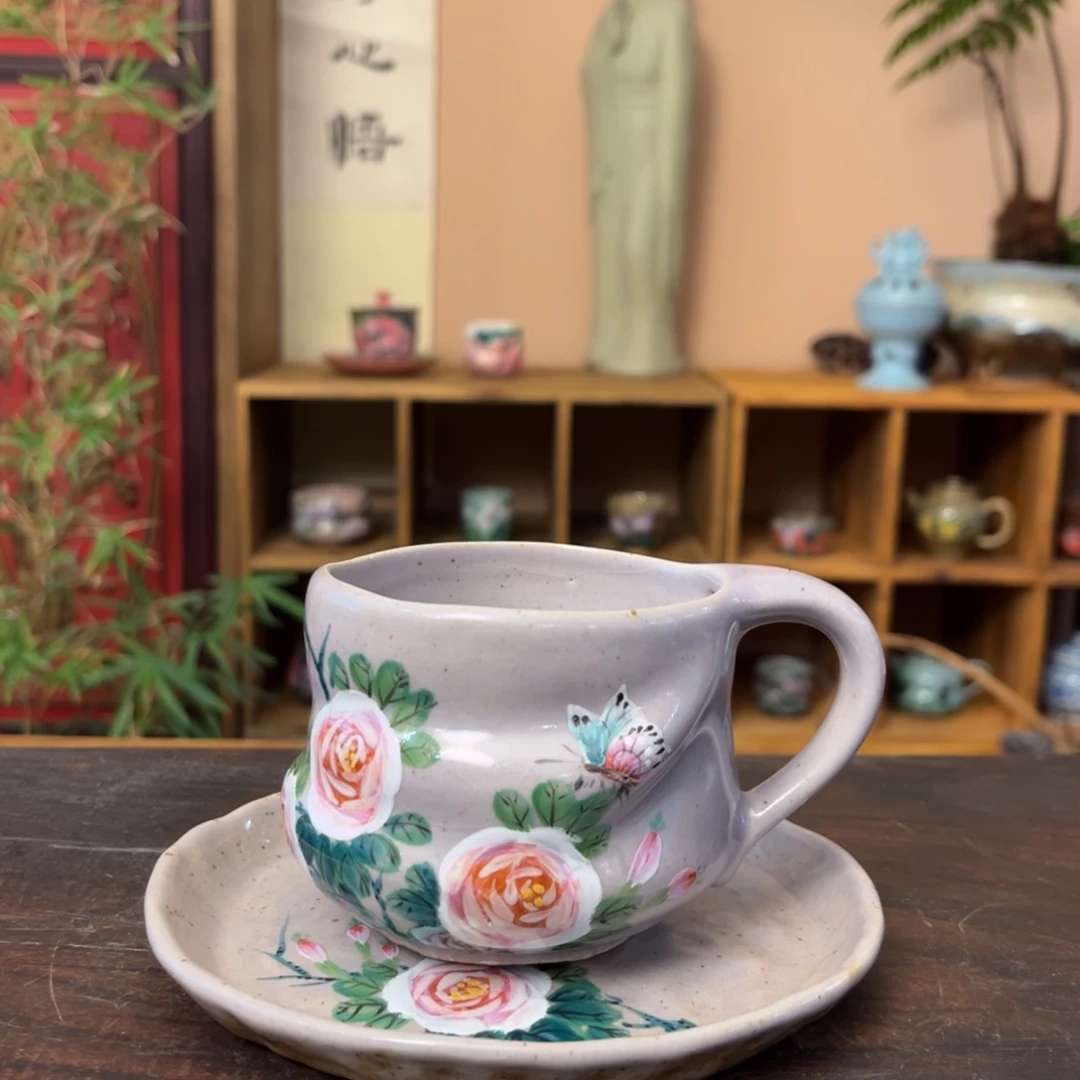 杯柴烧手工手绘陶瓷