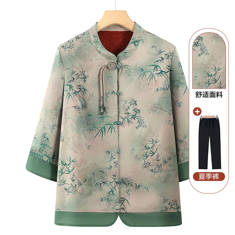 奶奶唐装国风新中式外套60岁春秋中老年女妈妈装盘扣立领宽松上衣