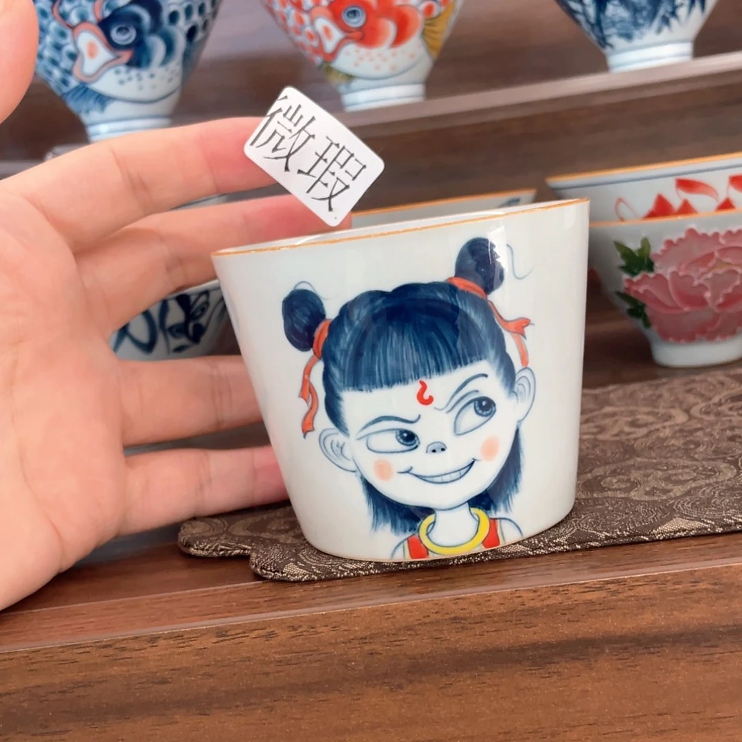 釉下手绘茶具微瑕