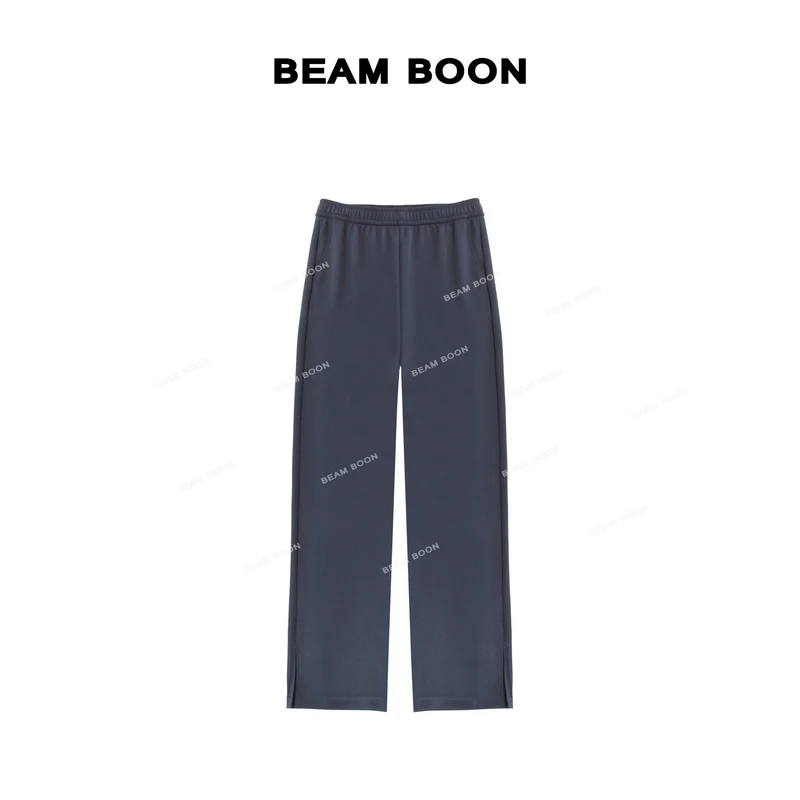 Beam Boon【极地雨林】400目砂洗兰精莫代尔开衩松紧显瘦直筒休闲裤