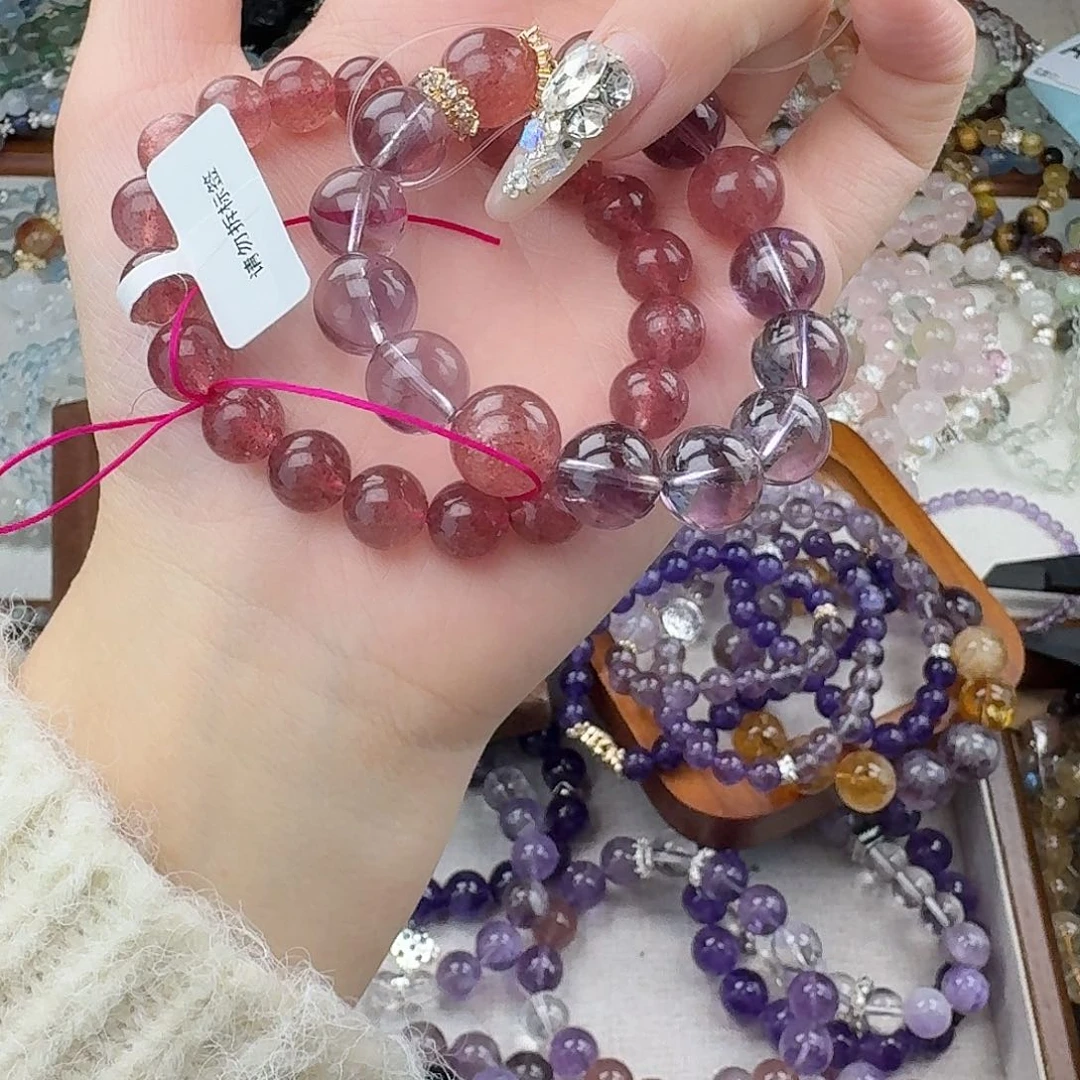 烟晶手链银S925镶嵌好