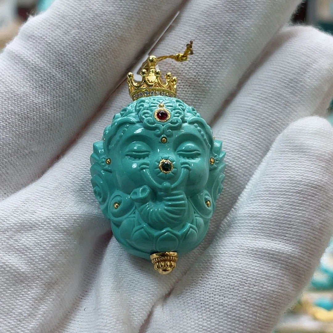 绿松石珠宝奇石18K金镶嵌