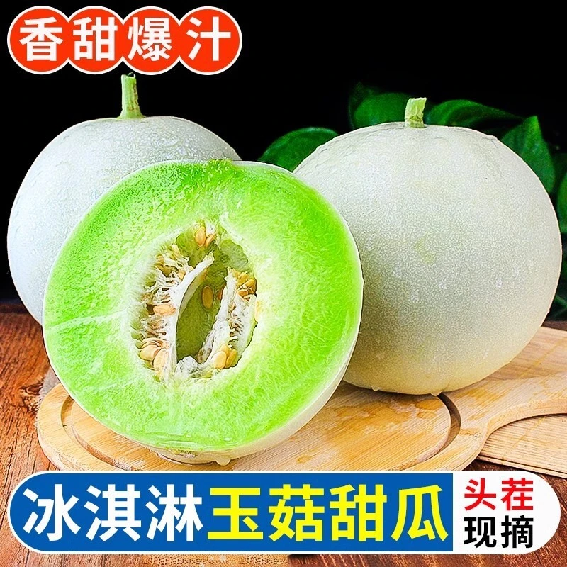 海南玉菇甜瓜蜜瓜新鲜水果批发当季香瓜哈密瓜羊角蜜2/5老汉斤