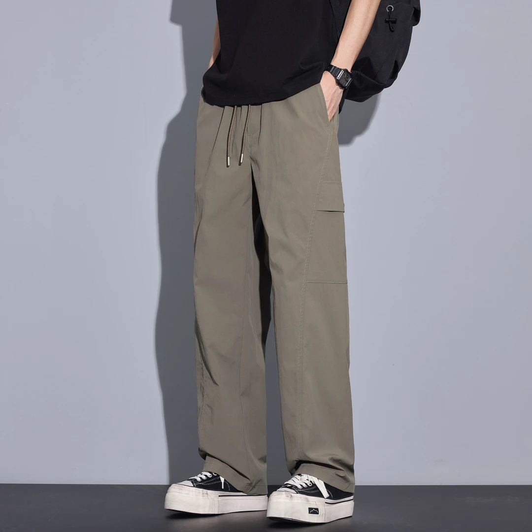 Kuvine2025新款美式高街薄款直筒休闲裤男夏季宽松工装男士长裤子