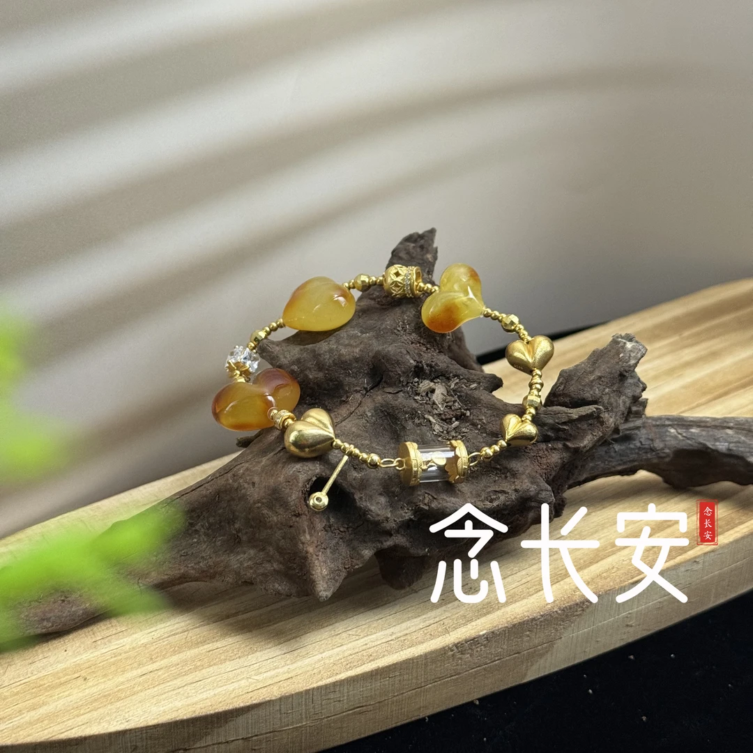 【念长安】爱心蜜蜡手链独特设计时尚百搭女生礼物