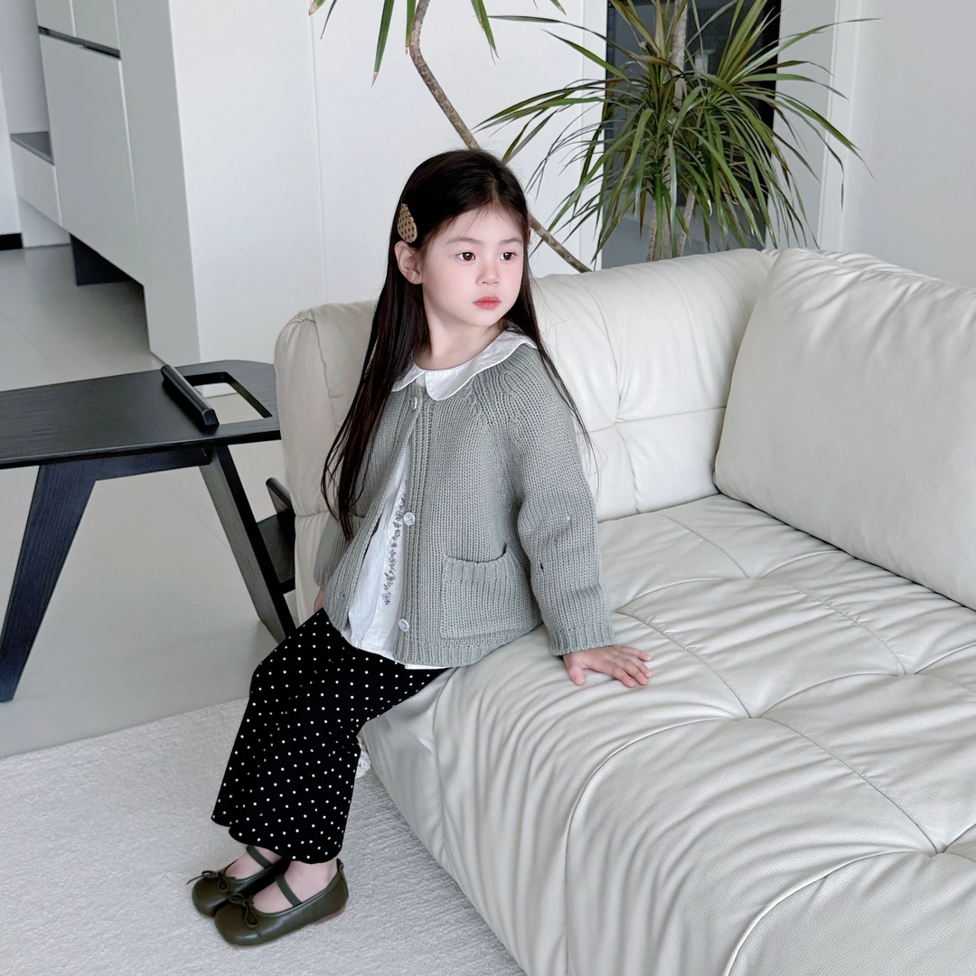 【晴空】Q2398MY 春款纯色圆领开衫+Q2418CS小盆领娃娃衫