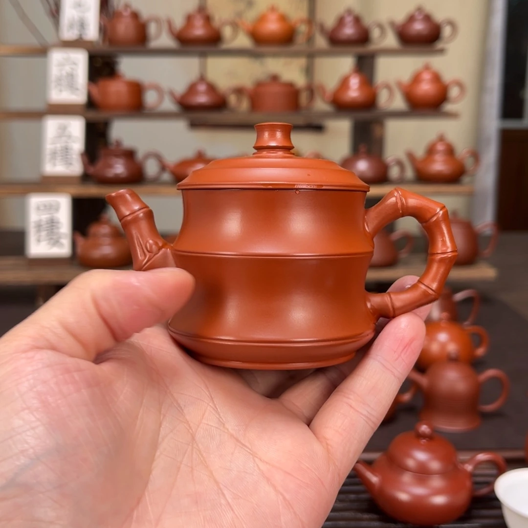 罗***一茶壶紫砂精工竹节120cc