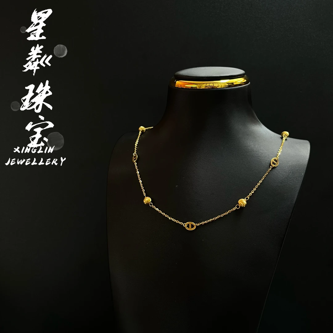 【猪鼻猫眼素链】足金999黄金5G温柔风ins风素金链合集