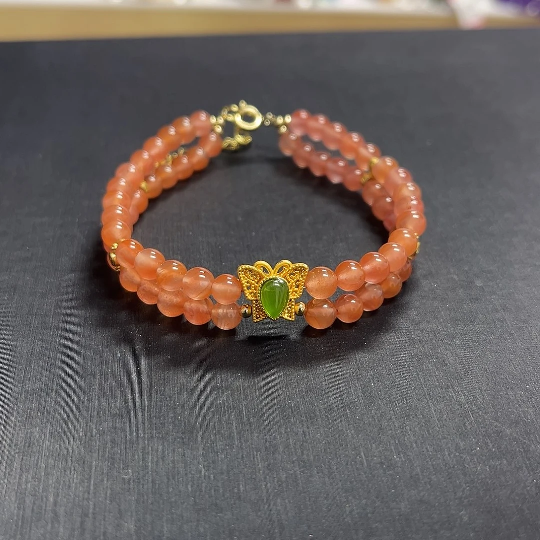 手链水晶未镶嵌玛瑙双圈设计款手串