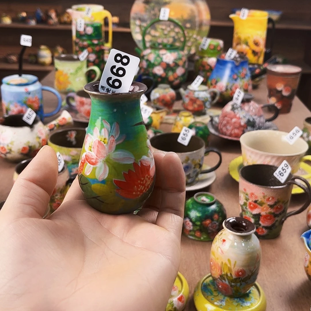纯纯油画风茶盘纯纯莫奈油画风花瓶