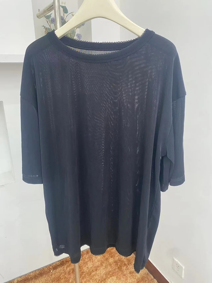 夏季新款简约休闲宽松晾晒三醋酸T恤