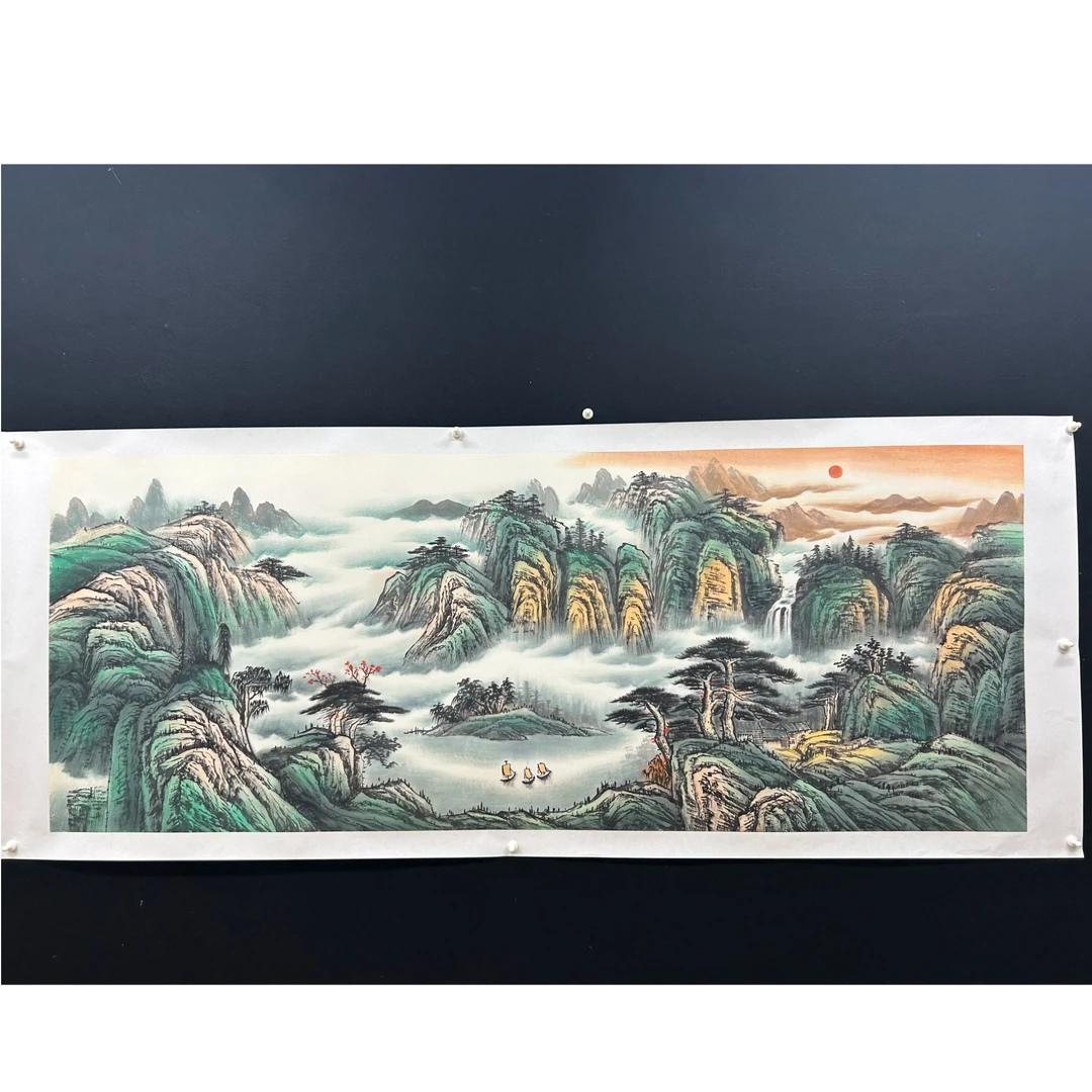 【旭日东升】张静老师书画作品-横版 画芯180*68