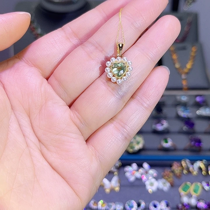 银S925镶嵌吊坠(赠链)碧玺