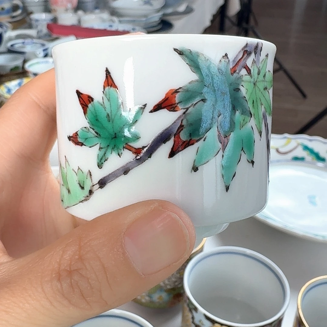 瓷片九谷烧山进泰茶杯