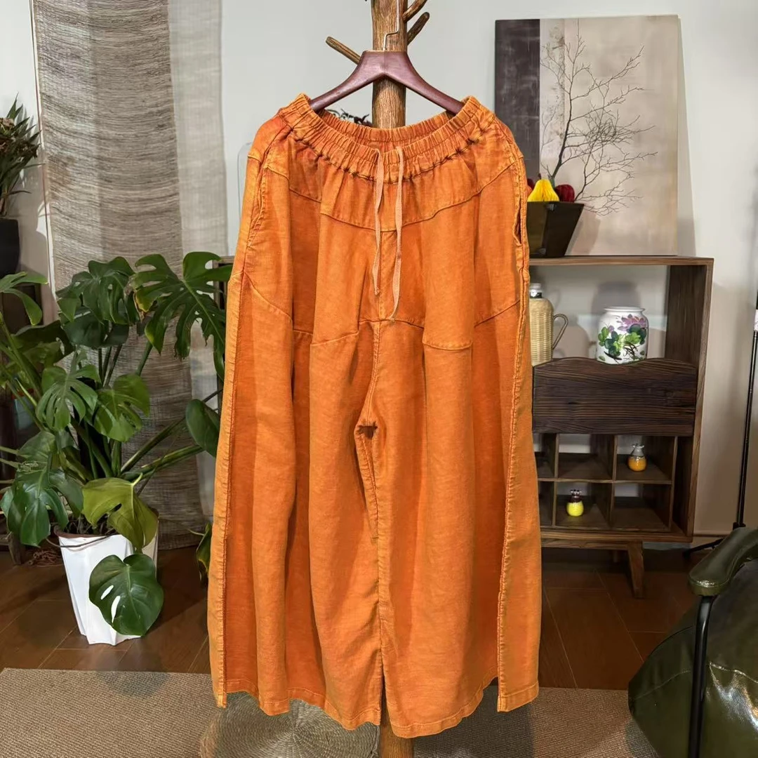 【大梅子推荐】设计款亚麻系带裙裤X7071A