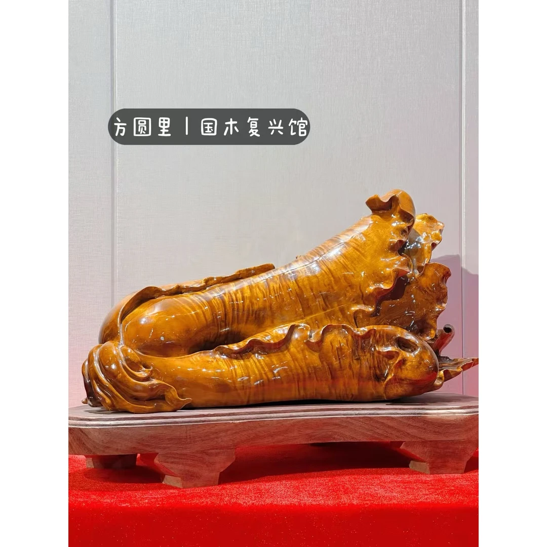 金丝楠木雕刻【百财】长42cm