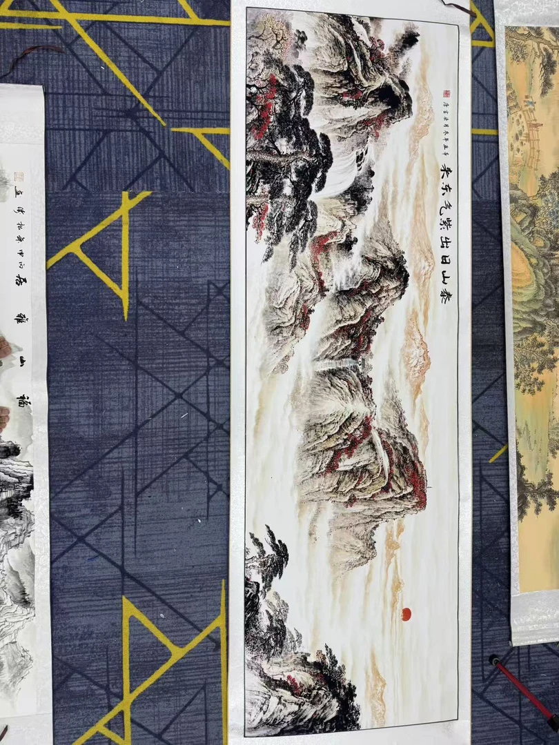 【精品复仿】《紫气东来》横幅艺术微喷复刻装裱玄关装饰画