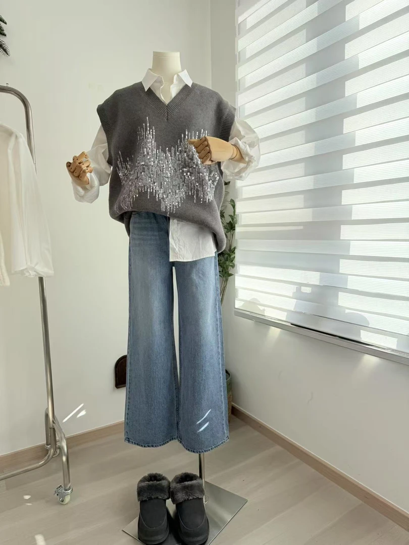 韩国正品blingbling背心灰色百搭款《no退no换》