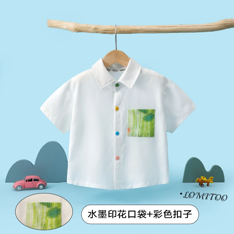 2025夏季新款时尚宝宝小清新百搭短袖衬衣4C040