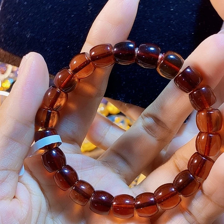 琥珀未镶嵌珠宝奇石血珀桶珠手串