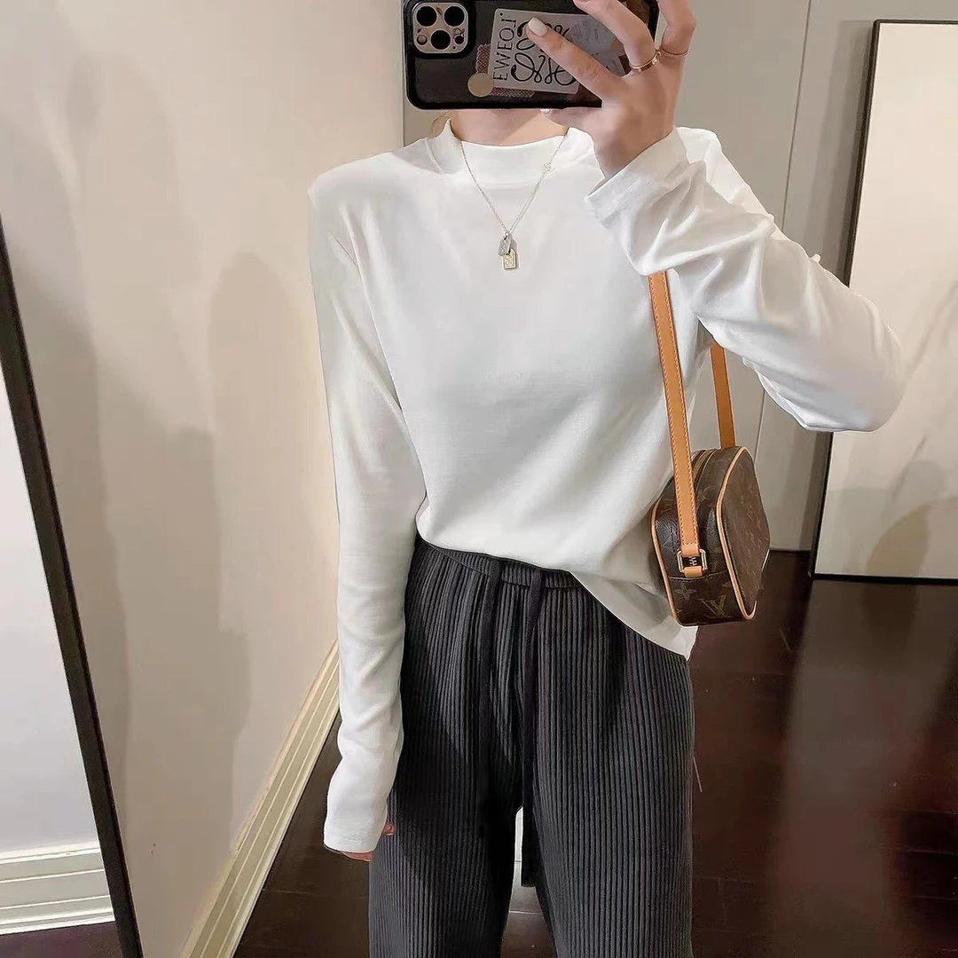 高货！小立领秋冬打底衫女内搭女款长袖T恤加绒保暖气质百搭女上衣