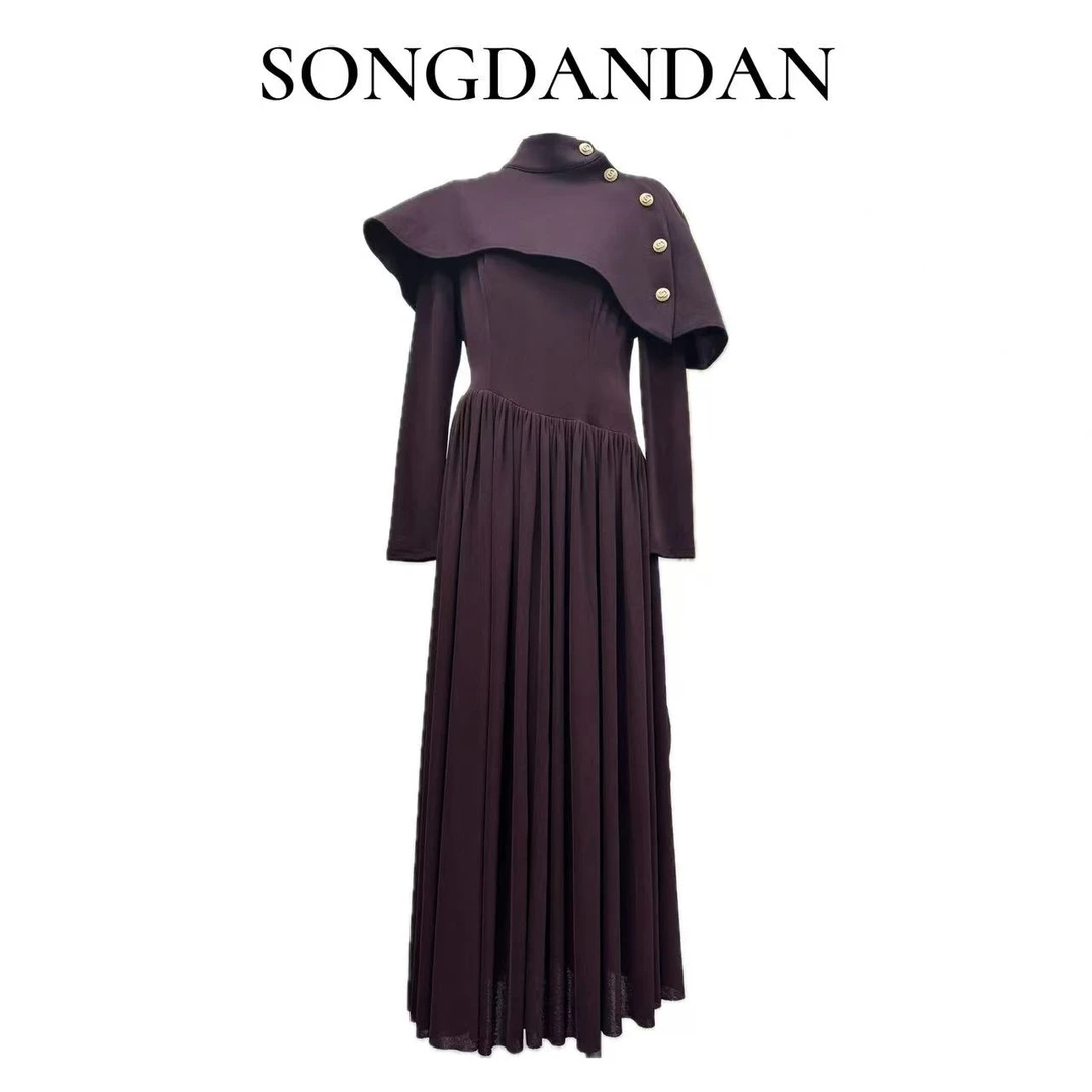 【DDS】金属扣斗篷高腰百褶大摆裙