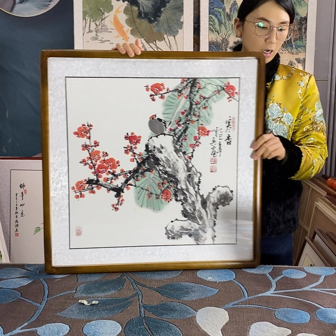 国画62✖️62厘米外径手绘国画作品