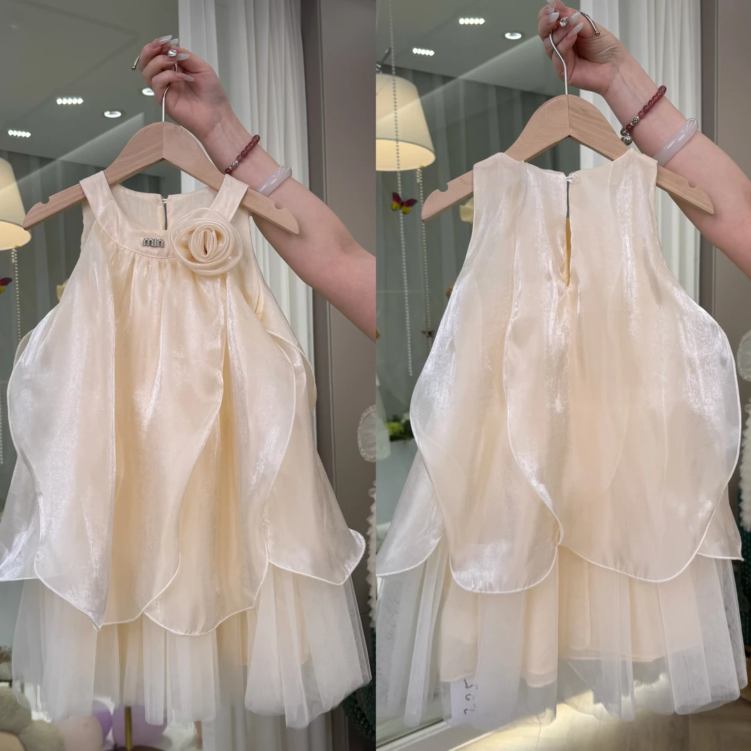 【YY】XS250182白色玫瑰花朵连衣裙