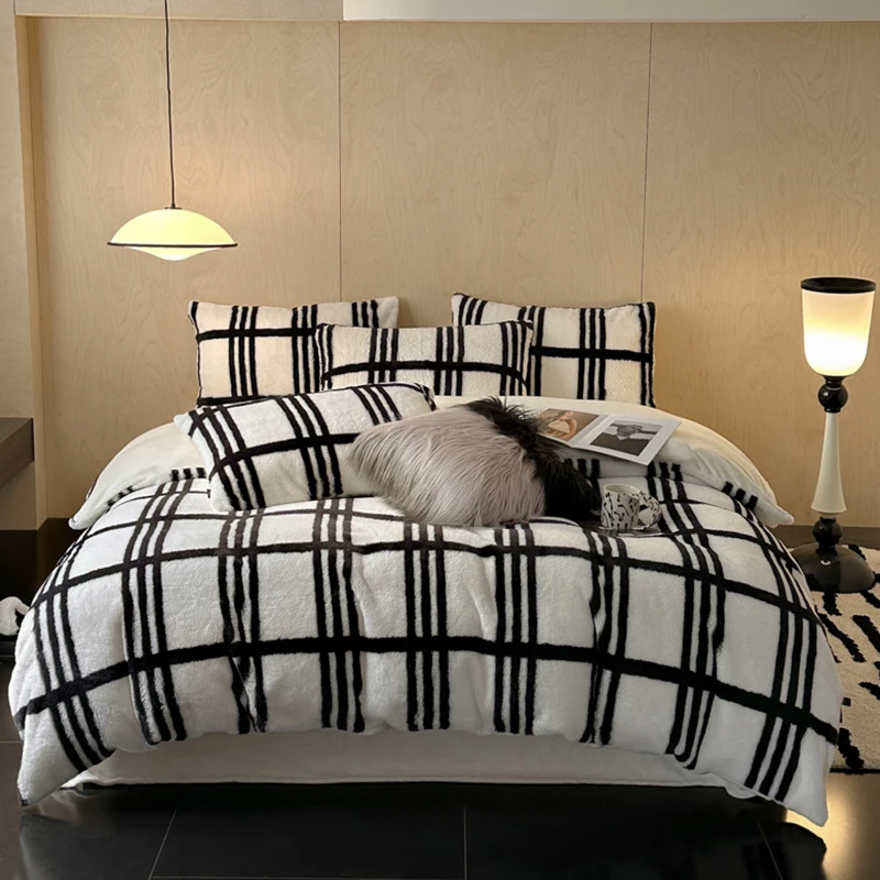 【晴美】高克重简约风全消光牛奶绒四件套-格瑞斯全系列