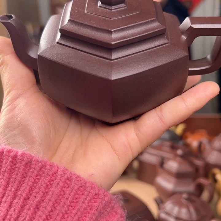 紫砂茶壶悄***村紫泥雪华大号