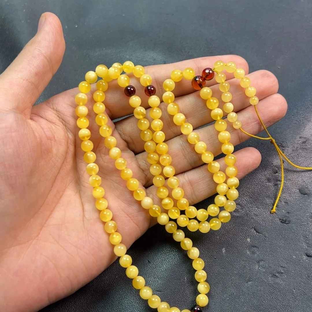 蜜蜡颈饰未镶嵌多样性高端老黄蜡蜜蜡108颗货头