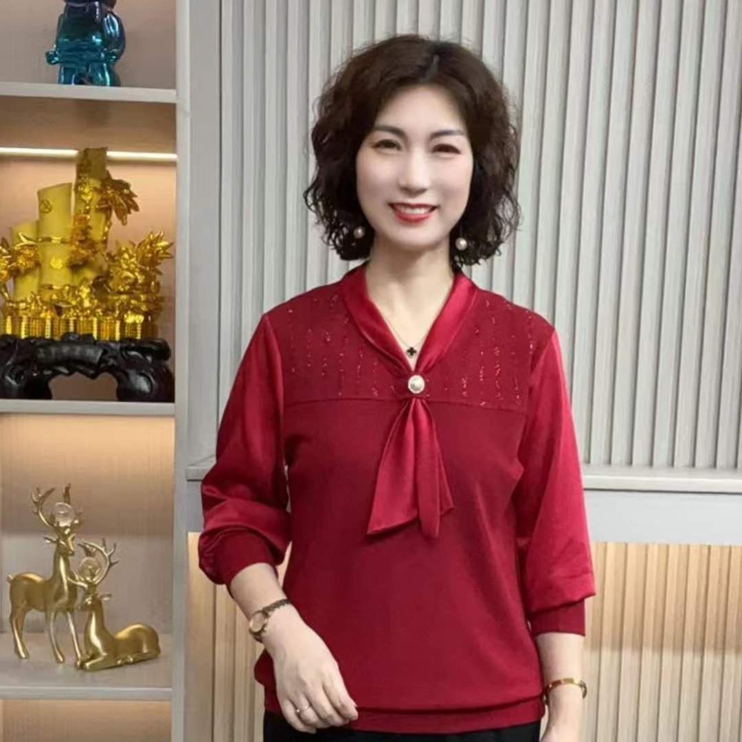 妈妈装流行时尚潮牌女装宽松秋装女士欧若拉独特漂亮上装休闲长袖