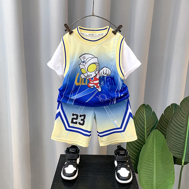 奥特曼衣服男童夏季套装2025新款酷帅宝宝儿童短袖小男孩时髦炸街