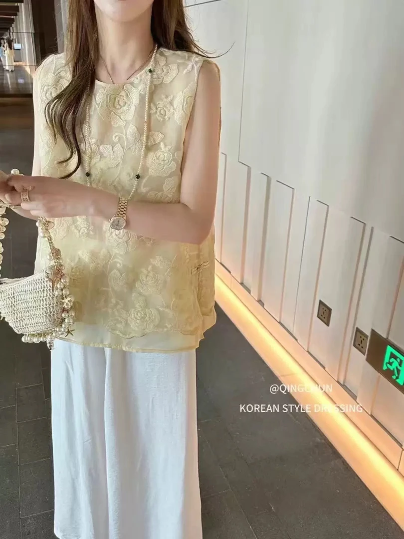 新中式国风盘扣无袖女衬衫夏季新款高级洋气百搭