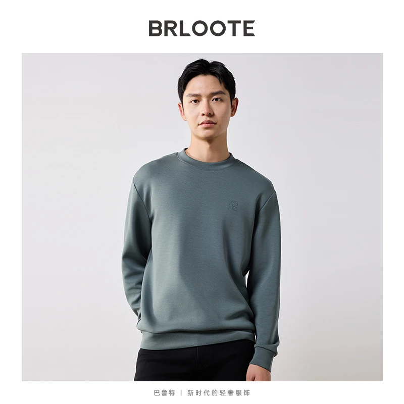 Brloote/巴鲁特空气层微落肩套头卫衣圆领内搭上衣男BA1511W731