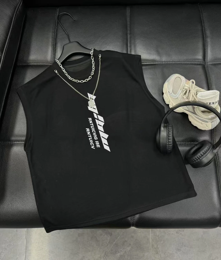 吾2025【Y】6月12日 儿童时尚潮酷黑色项链无袖T恤4251-