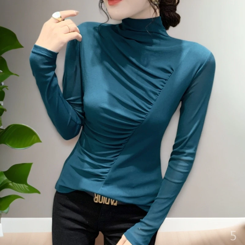 2025新款女士秋冬长袖正版网纱高级感爆款上衣内搭可外穿打底衫潮