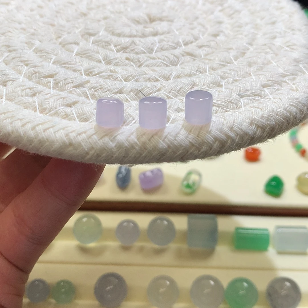 定制翡翠未镶嵌冰紫桶珠，任选一颗