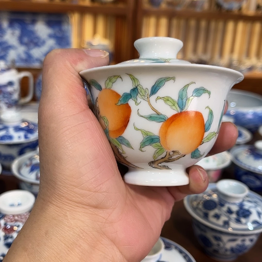 錡镇堂手工手绘盖碗