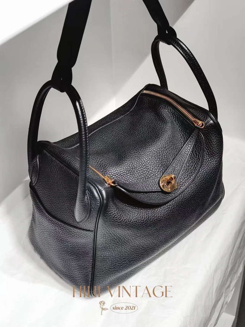 99新 Hermes/爱马仕 HIHI/黑金lindy 30单肩包/18352490
