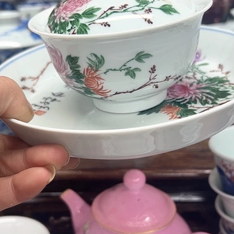 杯子小**碟景德镇陶瓷盖碗