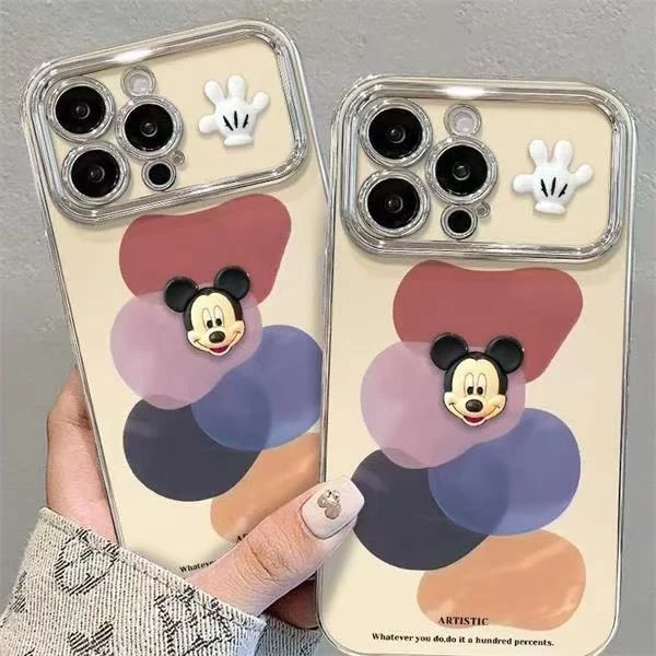 颜料米奇适用苹果15华为vivo/oppo小米iPhone16电镀大视窗手机壳