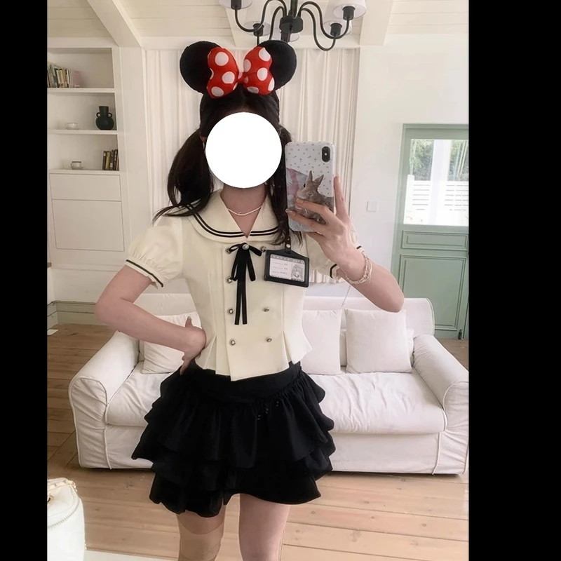 【慕斯学院】学院风JK制服水手服套装上衣海军领收腰衬衫