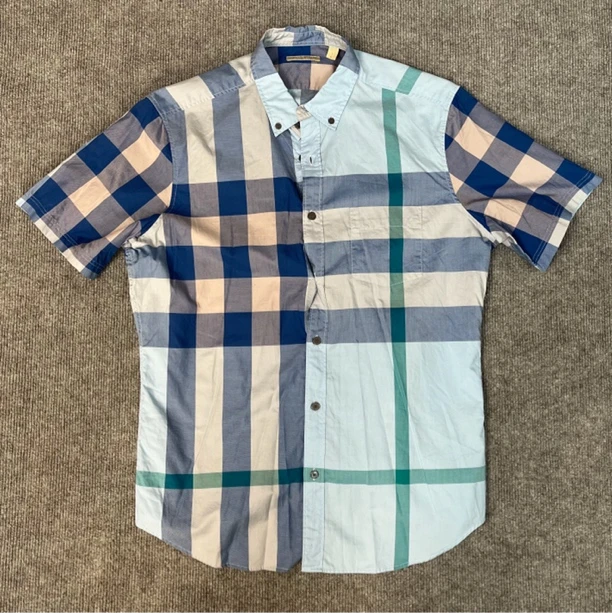99新 BURBERRY/博柏利 Burberry博柏利/格纹短袖衬衫/尺码L/99新